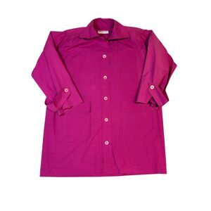Saint Laurent Rive Gauche Vintage Shacket Jacket Magenta France Size 44 Oversize